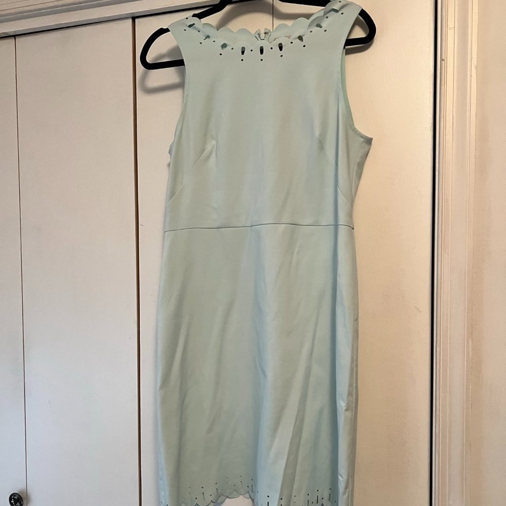 LOFT Mint Green Sheath Dress W/Neckline and Hem Cut Outs - Size 10